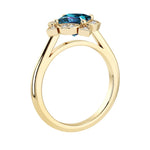 Princess Cut Alexandrite Engagement Ring antique halo design 14K Gold timeless heirloom ring Pel and Co