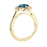 Princess Cut Alexandrite Engagement Ring antique halo design 14K Gold timeless heirloom ring Pel and Co