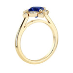 Princess Cut Blue Sapphire Engagement Ring antique halo design 14K Gold timeless September ring Pel and Co