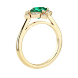 Princess Cut Emerald Engagement Ring antique halo design 14K Gold timeless May birthstone ring Pel and Co