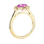 Princess Cut Pink Sapphire Engagement Ring antique halo design 14K Gold timeless ring Pel and Co