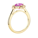 Princess Cut Pink Sapphire Engagement Ring antique halo design 14K Gold timeless ring Pel and Co