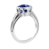 Round Blue Sapphire Bezel Ring vintage milgrain style 14K Gold luxury gemstone jewelry Pel and Co