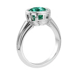Round Emerald Bezel Ring vintage milgrain style 14K Gold luxury green gemstone Pel and Co