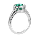 Round Emerald Bezel Ring vintage milgrain style 14K Gold luxury green gemstone Pel and Co