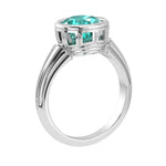 Round Paraiba Bezel Ring vintage milgrain style 14K Gold neon blue green gemstone Pel and Co