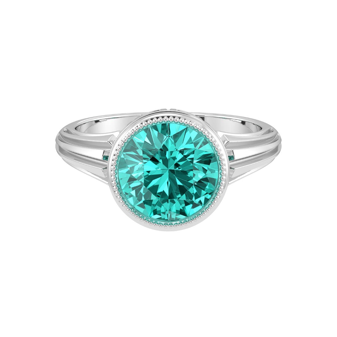 Vintage Paraiba Tourmaline Bezel Ring round 8mm center stone 14K Gold rare heirloom style Pel and Co