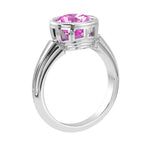 Round Pink Sapphire Bezel Ring vintage milgrain style 14K Gold luxury gemstone ring Pel and Co