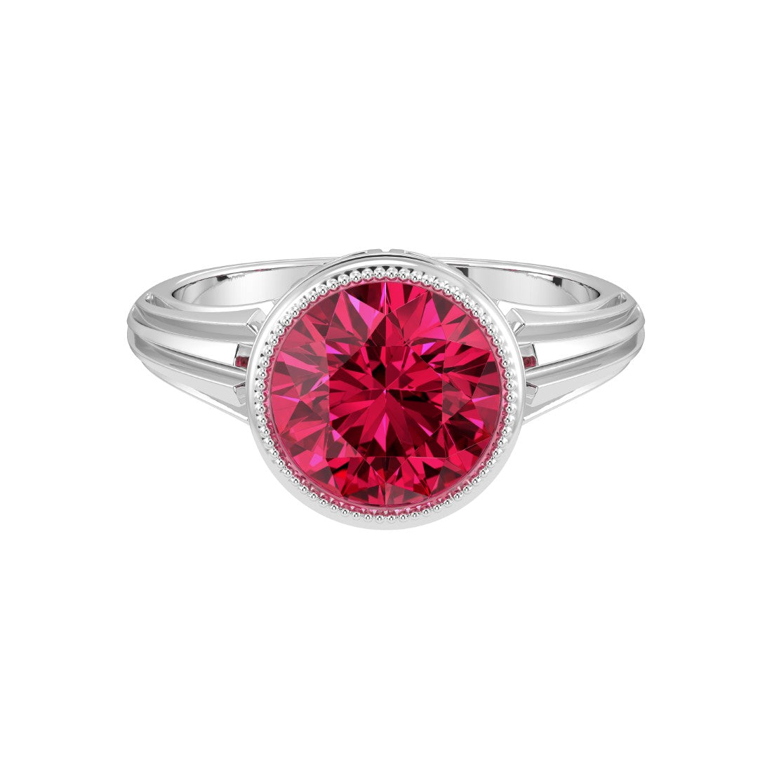 Vintage Ruby Bezel Ring round 8mm center stone 14K Gold pigeon blood red heirloom style Pel and Co