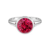 Vintage Ruby Bezel Ring round 8mm center stone 14K Gold pigeon blood red heirloom style Pel and Co