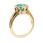 Art Deco Paraiba Tourmaline Ring round bezel solitaire 14K Gold antique inspired luxury jewelry Pel and Co