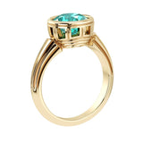 Art Deco Paraiba Tourmaline Ring round bezel solitaire 14K Gold antique inspired luxury jewelry Pel and Co
