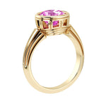 Art Deco Pink Sapphire Ring round bezel solitaire 14K Gold timeless feminine jewelry Pel and Co