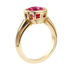 Art Deco Ruby Ring round bezel solitaire 14K Gold timeless July birthstone jewelry Pel and Co