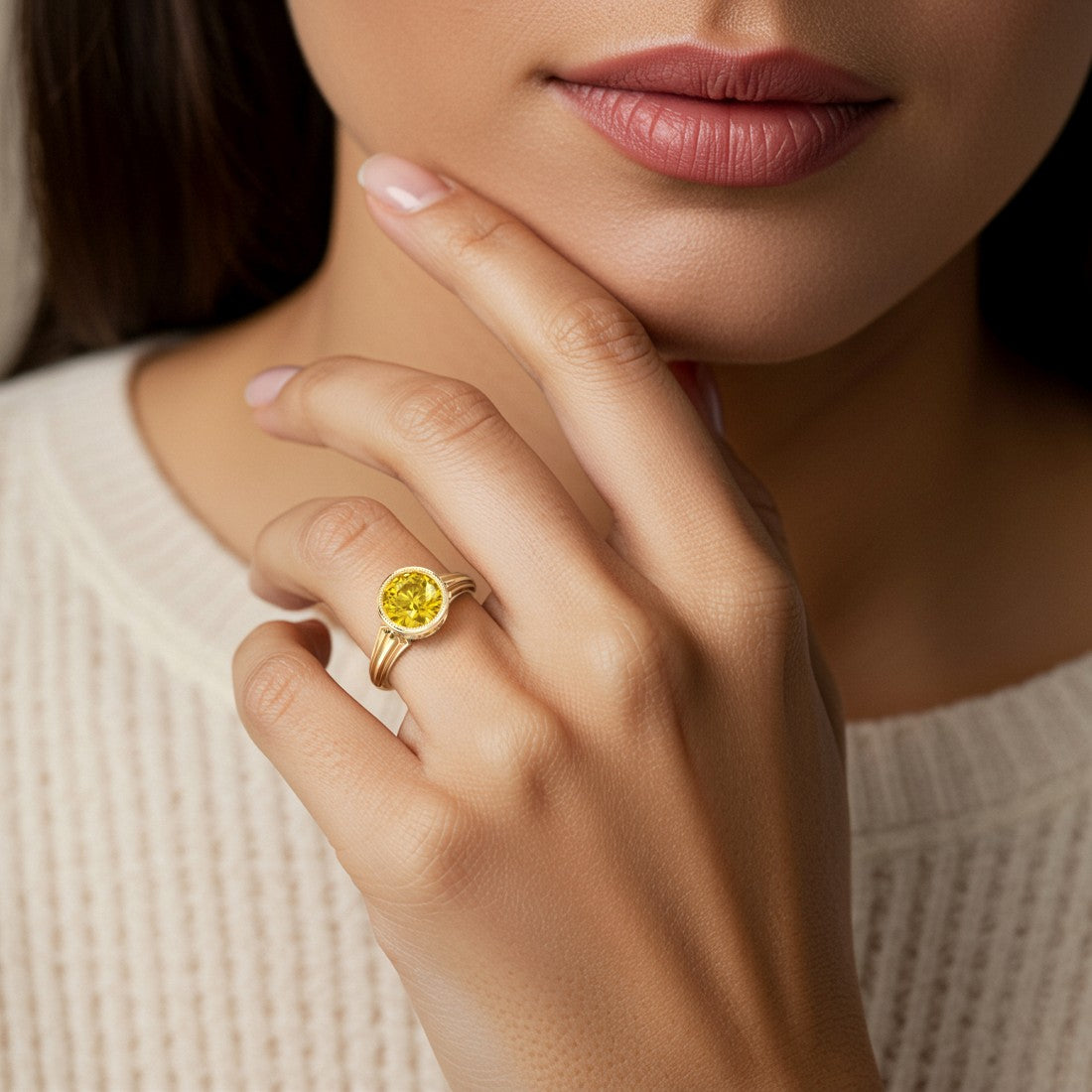 Vintage Yellow Sapphire Halo Ring princess center stone engraved band 14K Gold fine jewelry Pel and Co