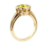 Princess Cut Yellow Sapphire Engagement Ring antique halo design 14K Gold yellow diamond look ring Pel and Co