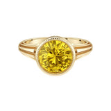 Princess Cut Yellow Sapphire Vintage Halo Ring 14K Gold engraved antique style September birthstone Pel and Co