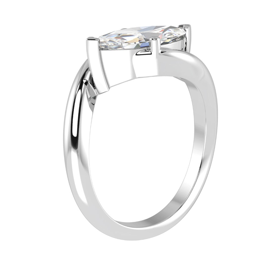 Golden Yellow Sapphire Ring marquise cut modern bypass band 14K Gold Pel and Co