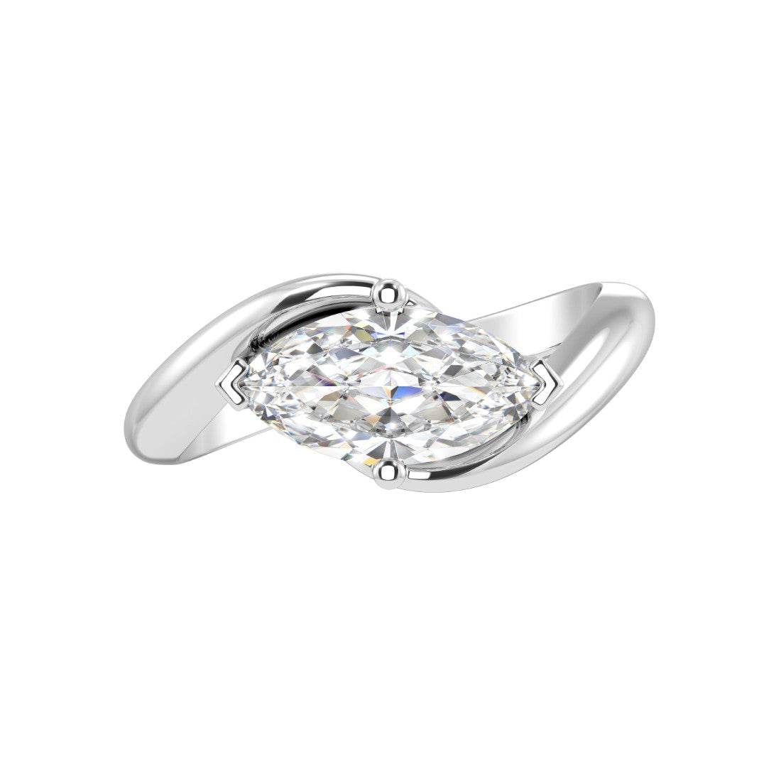 Modern Marquise Yellow Sapphire Ring bypass setting 14K Gold elegant engagement ring Pel and Co