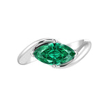 Modern Marquise Emerald Ring bypass setting 14K Gold elegant engagement ring Pel and Co