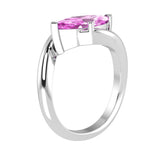 1.25 Carat Marquise Pink Sapphire East West Solitaire Ring in Bypass Band 14k Gold