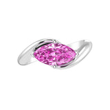 1.25 Carat Marquise Pink Sapphire East West Solitaire Ring in Bypass Band 14k Gold