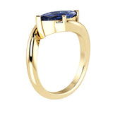 Marquise Blue Sapphire Engagement Ring sleek bypass style 14K Gold timeless luxury Pel and Co