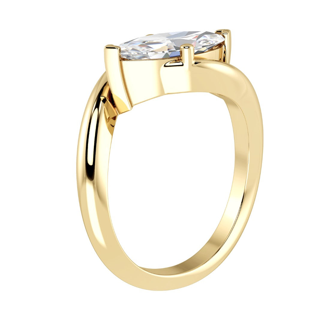 Marquise Yellow Sapphire Engagement Ring sleek bypass style 14K Gold timeless luxury Pel and Co