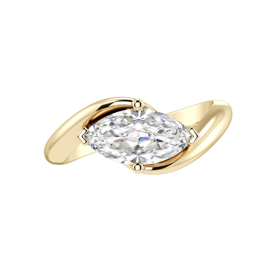 Marquise Yellow Sapphire Ring 14K Gold modern bypass design radiant September birthstone Pel and Co