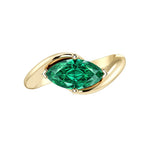 Marquise Emerald Ring 14K Gold modern bypass design rich green May birthstone Pel and Co