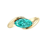 Marquise Emerald Ring 14K Gold modern bypass design rich green May birthstone Pel and Co
