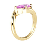 1.25 Carat Marquise Pink Sapphire East West Solitaire Ring in Bypass Band 14k Gold