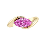 1.25 Carat Marquise Pink Sapphire East West Solitaire Ring in Bypass Band 14k Gold