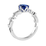 Blue Sapphire Pear Ring 14K Gold elegant vine engagement ring Pel and Co