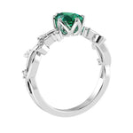 Emerald Pear Ring 14K Gold elegant vine engagement ring Pel and Co