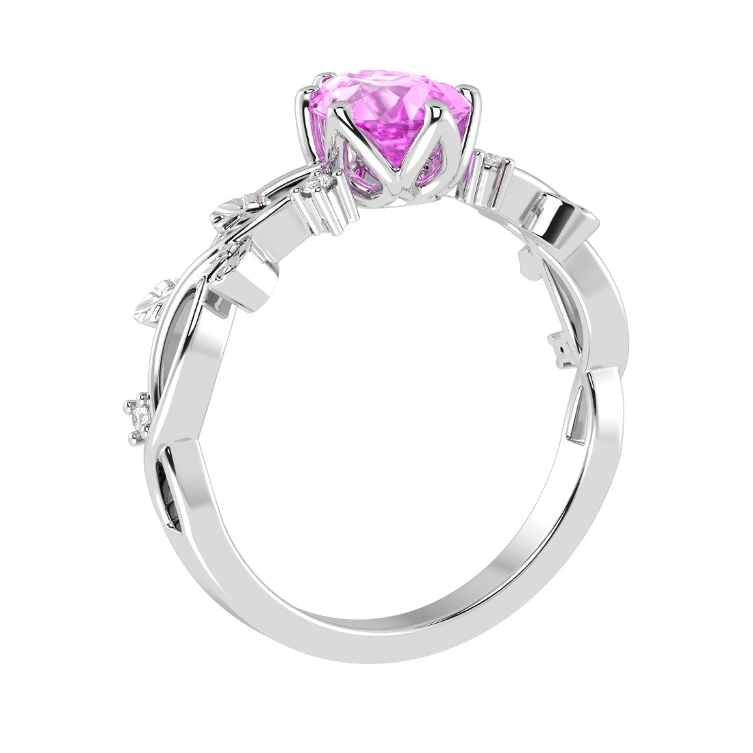 Pink Sapphire Pear Ring 14K Gold elegant vine engagement ring Pel and Co