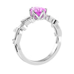 Pink Sapphire Pear Ring 14K Gold elegant vine engagement ring Pel and Co