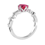 Ruby Pear Ring 14K Gold elegant vine engagement ring Pel and Co