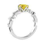 Yellow Sapphire Pear Ring 14K Gold elegant vine engagement ring Pel and Co