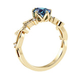 Pear Alexandrite Diamond Ring floral vine setting 14K Gold heirloom style Pel and Co