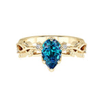 Pear Alexandrite Engagement Ring 14K Gold nature vine diamond ring color change June birthstone Pel and Co