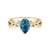 Pear Alexandrite Engagement Ring 14K Gold nature vine diamond ring color change June birthstone Pel and Co