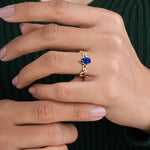 Nature Inspired Blue Sapphire Ring pear cut center stone 14K Gold unique fine jewelry Pel and Co