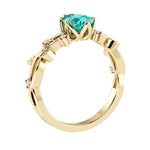 Pear Paraiba Diamond Ring floral vine setting 14K Gold heirloom style Pel and Co