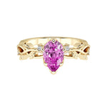 Pear Pink Sapphire Engagement Ring 14K Gold nature vine diamond ring romantic blush gemstone Pel and Co