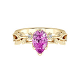 Pear Pink Sapphire Engagement Ring 14K Gold nature vine diamond ring romantic blush gemstone Pel and Co