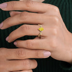 Nature Inspired Yellow Sapphire Ring pear cut center stone 14K Gold unique fine jewelry Pel and Co