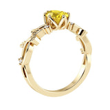 Pear Yellow Sapphire Diamond Ring floral vine setting 14K Gold heirloom style Pel and Co