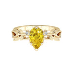 Pear Yellow Sapphire Engagement Ring 14K Gold nature vine diamond ring radiant September birthstone Pel and Co