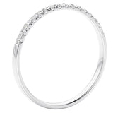 White gold ring with small diamonds on a white background
